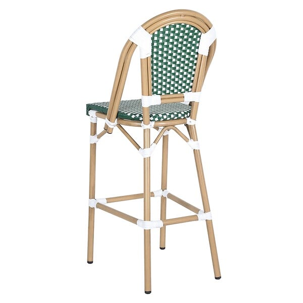 OVIALA - Chaise haute de jardin en alumunium et rotin synthétique blanc et vert - Belleville - large