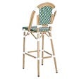 OVIALA - Chaise haute de jardin en alumunium et rotin synthétique blanc et vert - Belleville - vignette