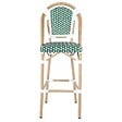 OVIALA - Chaise haute de jardin en alumunium et rotin synthétique blanc et vert - Belleville - vignette