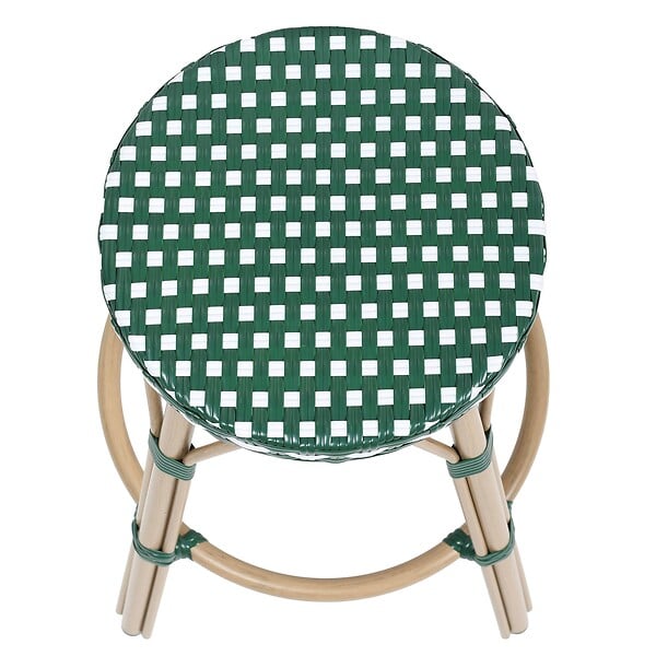 OVIALA - Tabouret haut de jardin en aluminium et rotin synthétique blanc, vert - Belleville - large