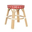 OVIALA - Tabouret de jardin en aluminium et rotin synthétique blanc et rouge - Belleville - vignette