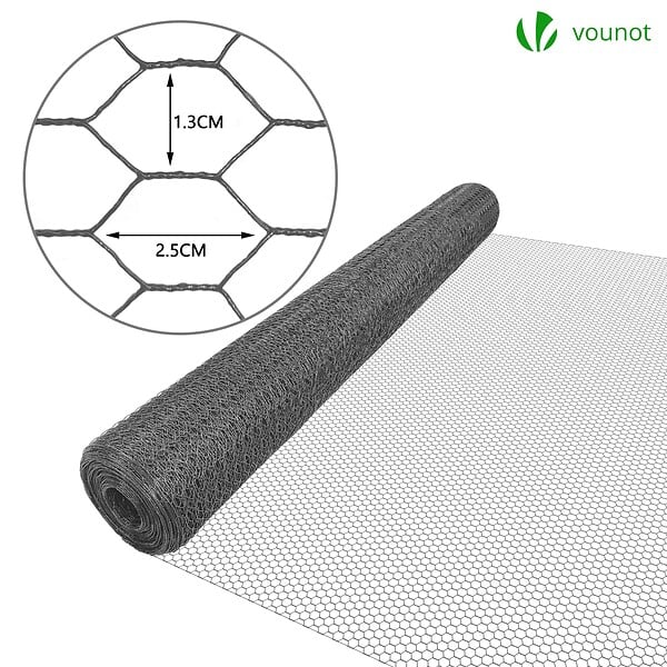 VOUNOT - Grillage a poule avec fils 13mm en PVC gaine gris 1x25M - large