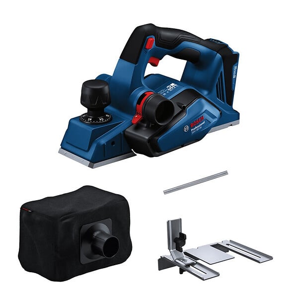 BOSCH - Rabot 82mm 18V BOSCH GHO 18V-26 solo L-Boxx, butée et sac à poussière - large