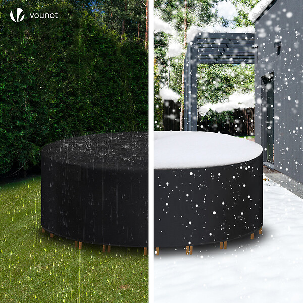 VOUNOT - Housse salon de jardin bache de protection 420D φ190x73cm noire - large