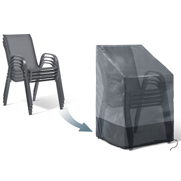 ID MARKET - Housse de protection pour 4 à 6 chaises de jardin empilables 70 x 70 x 120 cm - large