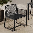 ID MARKET - Lot de 2 fauteuils de jardin ODESSA métal et cordage noir - vignette