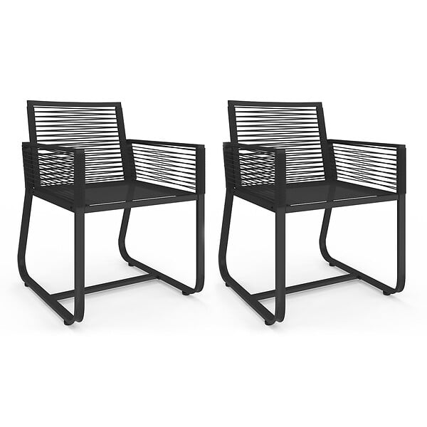 ID MARKET - Lot de 2 fauteuils de jardin ODESSA métal et cordage noir - large