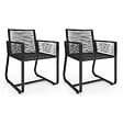 ID MARKET - Lot de 2 fauteuils de jardin ODESSA métal et cordage noir - vignette