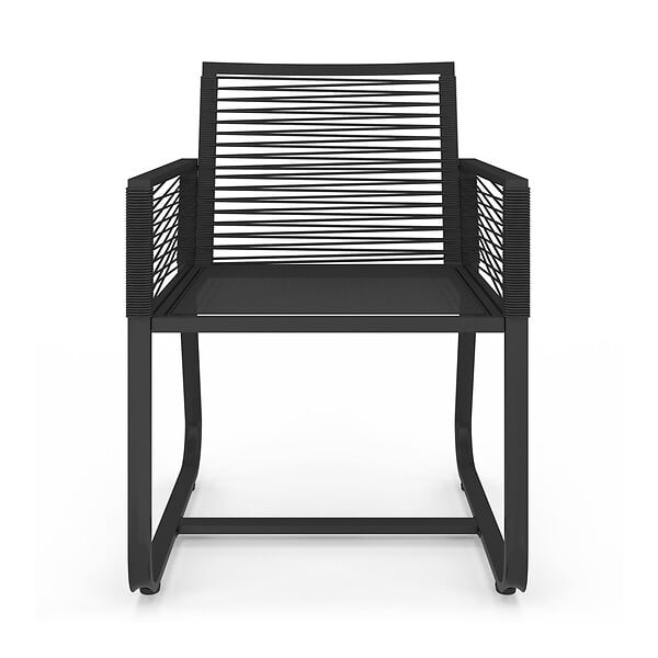ID MARKET - Lot de 2 fauteuils de jardin ODESSA métal et cordage noir - large