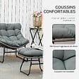 OUTSUNNY - Fauteuil de jardin avec repose-pieds - 2 coussins polyester inclus - métal époxy résine tressée aspect rotin gris - vignette