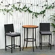 OUTSUNNY - Lot de 2 coussins d'assise carrés chaises fauteuils tabourets - coussins déhoussables zippés avec cordons d'attache - dim. 45L x 45l cm ép. 5 cm - polyester gris - vignette