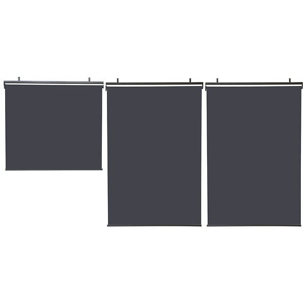ID MARKET - Lot de 3 stores enrouleurs L.124 x H. 225 CM pour pergola gris anthracite - large