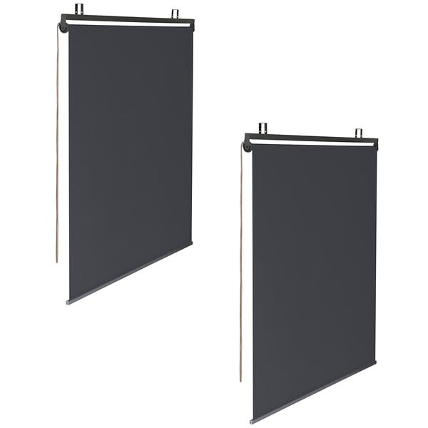 ID MARKET - Lot de 2 stores enrouleurs L.124 x H. 225 CM pour pergola gris anthracite - large