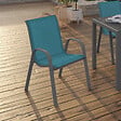 ID MARKET - Lot de 6 chaises de jardin LYMA métal et textilène empilables bleu canard - vignette