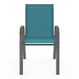 ID MARKET - Lot de 6 chaises de jardin LYMA métal et textilène empilables bleu canard - vignette