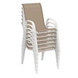 ID MARKET - Lot de 6 chaises de jardin LYMA métal et textilène empilables blanc et beige - vignette