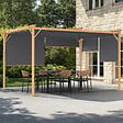 ID MARKET - Pergola édition exclusive effet bois toit rétractable 3x4 M et 4 stores gris anthracite - vignette
