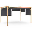 ID MARKET - Pergola édition exclusive effet bois toit rétractable 3x4 M et 4 stores gris anthracite - vignette