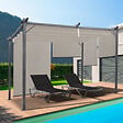 ID MARKET - Pergola édition spéciale toit rétractable 3x4 M et 4 stores taupe - vignette