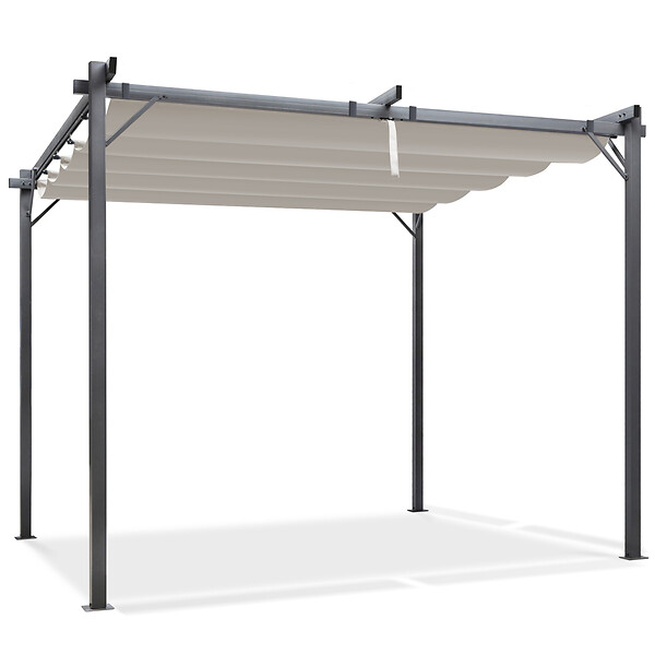 ID MARKET - Pergola édition spéciale toit rétractable 3x4 M et 4 stores taupe - large