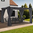 ID MARKET - Pergola édition intégrale moustiquaire toit rétractable 3x4M et 4 rideaux gris - vignette
