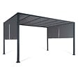 ID MARKET - Pergola coulissante 2 pans 3x4 M belvédère de jardin toile gris anthracite - vignette