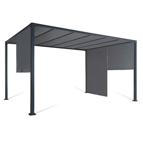 ID MARKET - Pergola coulissante 2 pans 3x4 M belvédère de jardin toile gris anthracite - large