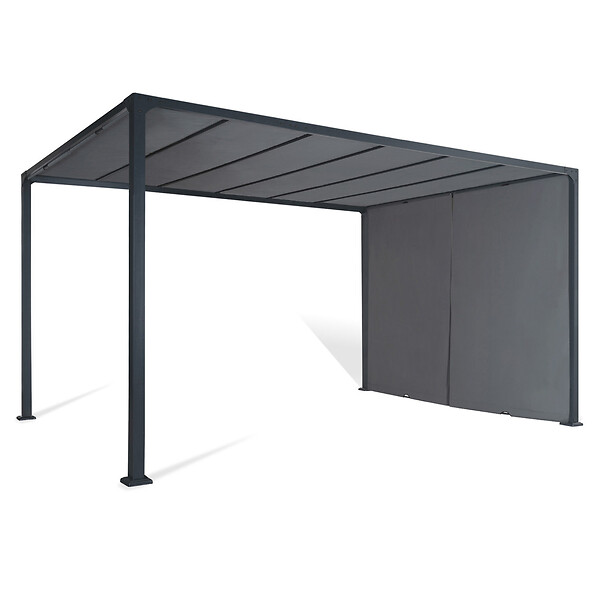 ID MARKET - Pergola coulissante 2 pans 3x4 M belvédère de jardin toile gris anthracite - large