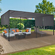 ID MARKET - Pergola coulissante 2 pans 3x6 M belvédère de jardin toile gris anthracite - vignette