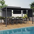 ID MARKET - Pergola bioclimatique lames orientables acier 3x4 M et 4 stores gris anthracite - vignette