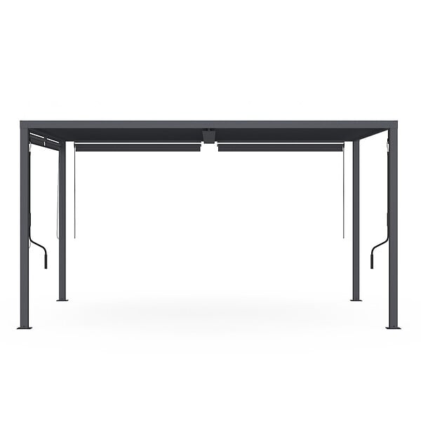 ID MARKET - Pergola bioclimatique lames orientables acier 3x4 M et 4 stores gris anthracite - large