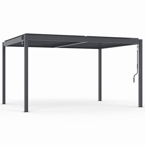 ID MARKET - Pergola bioclimatique lames orientables acier 3x4 M gris anthracite - large