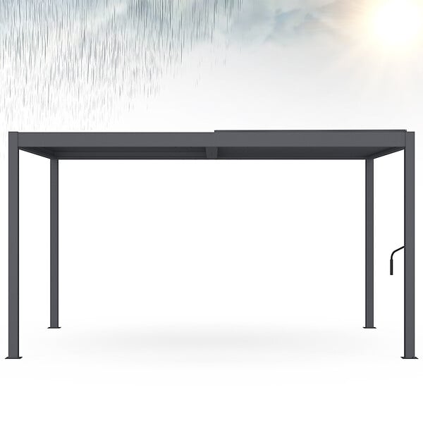ID MARKET - Pergola bioclimatique lames orientables acier 3x4 M gris anthracite - large