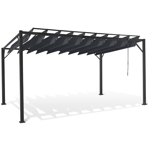 ID MARKET - Pergola lames orientables 3x4 M gris anthracite - large