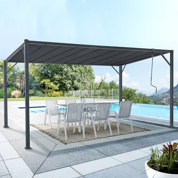 ID MARKET - Pergola lames orientables 3x4 M gris anthracite - large