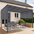 ID MARKET - Pergola coulissante 2 pans 3x3 M belvédère de jardin toile gris anthracite - vignette