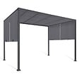 ID MARKET - Pergola coulissante 2 pans 3x3 M belvédère de jardin toile gris anthracite - vignette