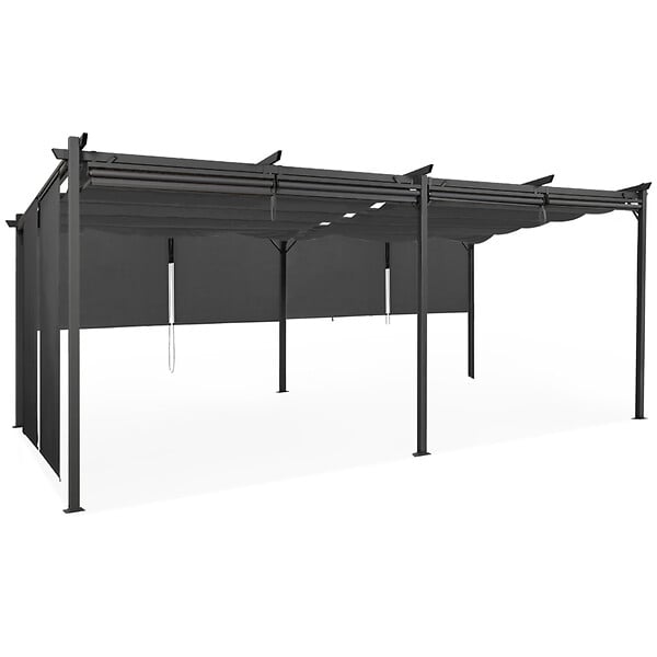 ID MARKET - Pergola édition spéciale toit rétractable 3x6 M et 6 stores gris anthracite - large
