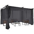 ID MARKET - Pergola édition limitée toit rétractable 3x4 M et 4 rideaux gris anthracite - vignette