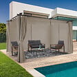 ID MARKET - Pergola édition limitée toit rétractable 3x4 M et 4 rideaux taupe - vignette