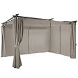 ID MARKET - Pergola édition limitée toit rétractable 3x4 M et 4 rideaux taupe - vignette
