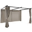 ID MARKET - Pergola édition limitée toit rétractable 3x4 M et 4 rideaux taupe - vignette