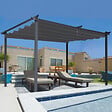 ID MARKET - Pergola toit rétractable 4 pieds 3x4 M tonnelle gris anthracite - vignette