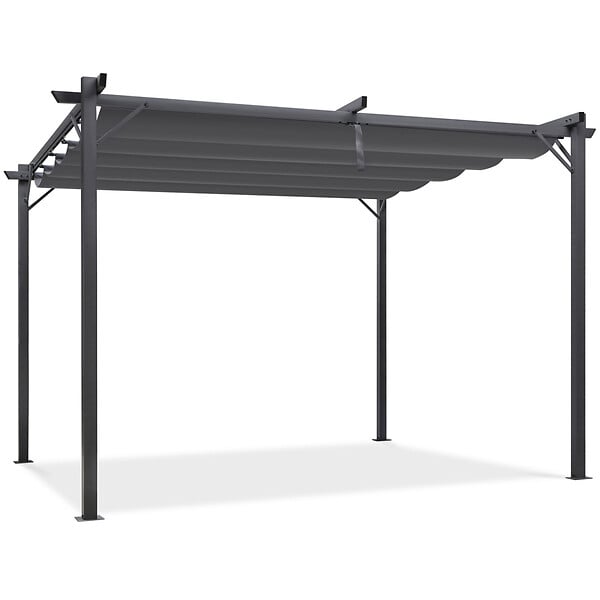 ID MARKET - Pergola toit rétractable 4 pieds 3x4 M tonnelle gris anthracite - large