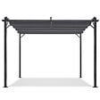 ID MARKET - Pergola toit rétractable 4 pieds 3x4 M tonnelle gris anthracite - vignette