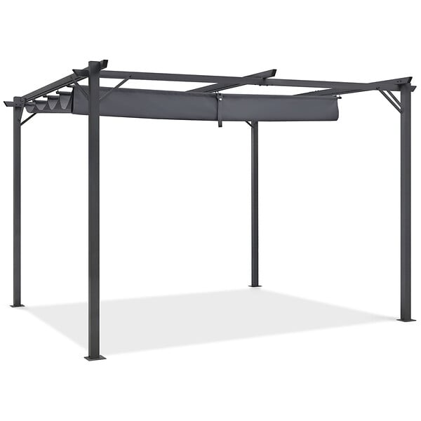 ID MARKET - Pergola toit rétractable 4 pieds 3x4 M tonnelle gris anthracite - large