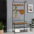 ID MARKET - Vestiaire d'entrée PEDRO 79 cm bois et noir design industriel - vignette