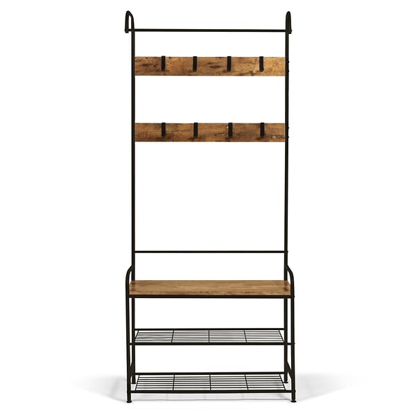 ID MARKET - Vestiaire d'entrée PEDRO 79 cm bois et noir design industriel - large