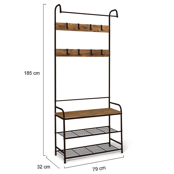 ID MARKET - Vestiaire d'entrée PEDRO 79 cm bois et noir design industriel - large