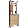 ID MARKET - Vestiaire d'entrée LUIS meuble chaussures 2 portes design industriel - vignette